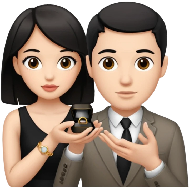 George Floyd make a proposal to a thin pale black haired girl emoji