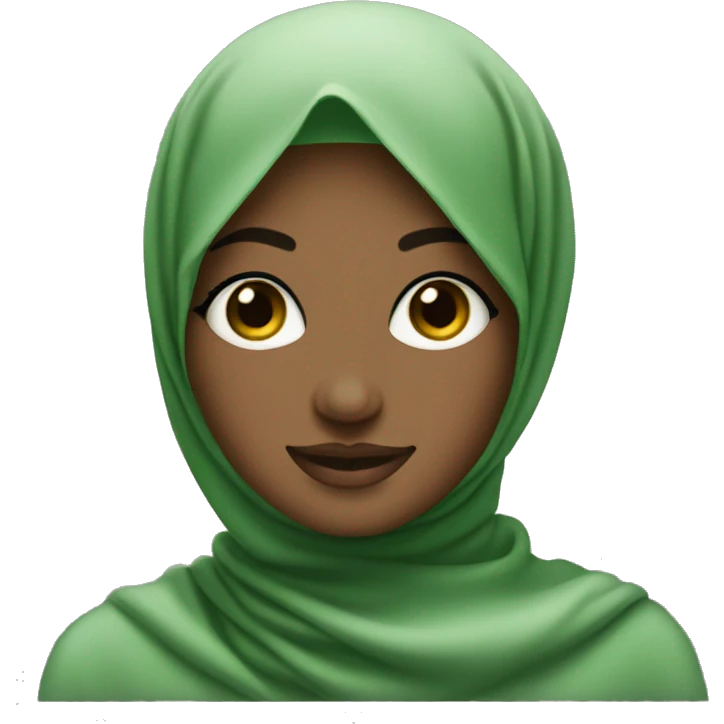  Curvy black Hijabi smirking in green emoji