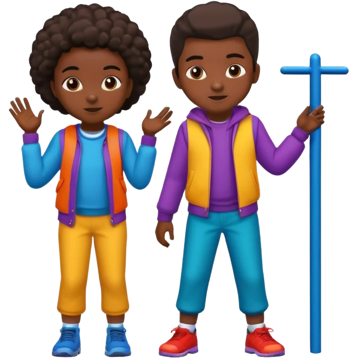 African American urban in the hoodkids playing on school playground emoji