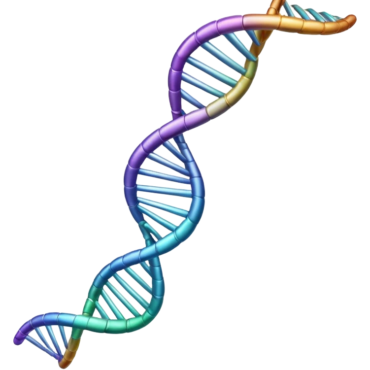 DNA strand above a paper sheet emoji