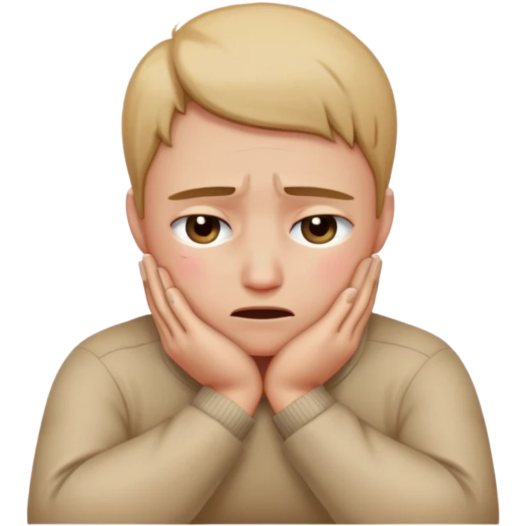 persons head with crossed arms holding neck crying emoji