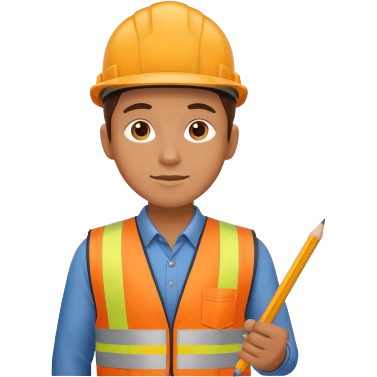 worker wearing orange west holding a pencil emoji