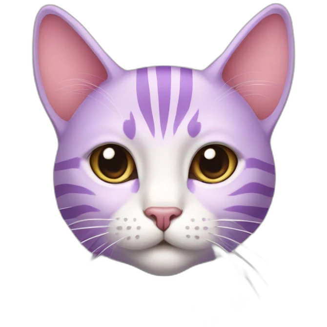 Lavender colored cat with pink stripes emoji