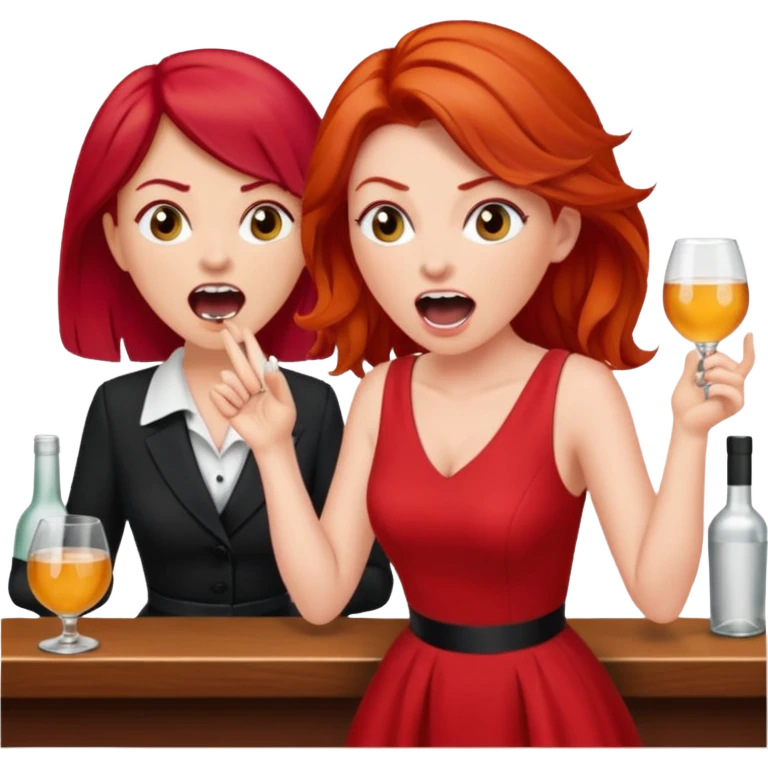 A raid haired woman yelling at a bartender emoji