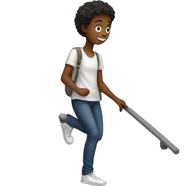 a white-skin student making a step upstairs emoji