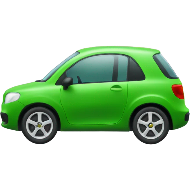 the same red emoji car, but its green emoji