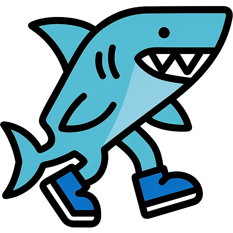 shark wearing blue shoes emoji