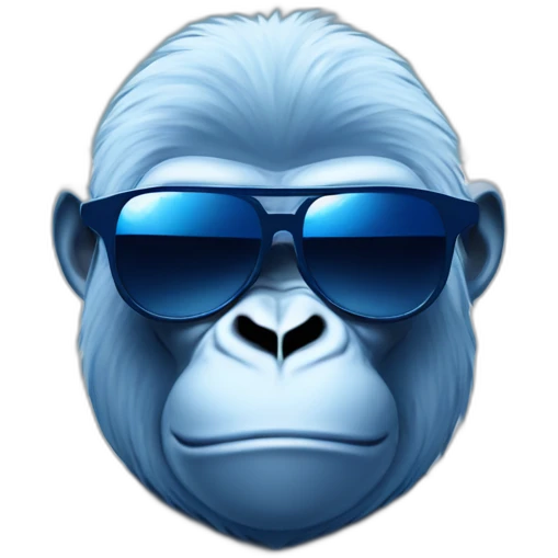 light blue gorilla with white angel wings and navy blue chromatic sunglasses emoji
