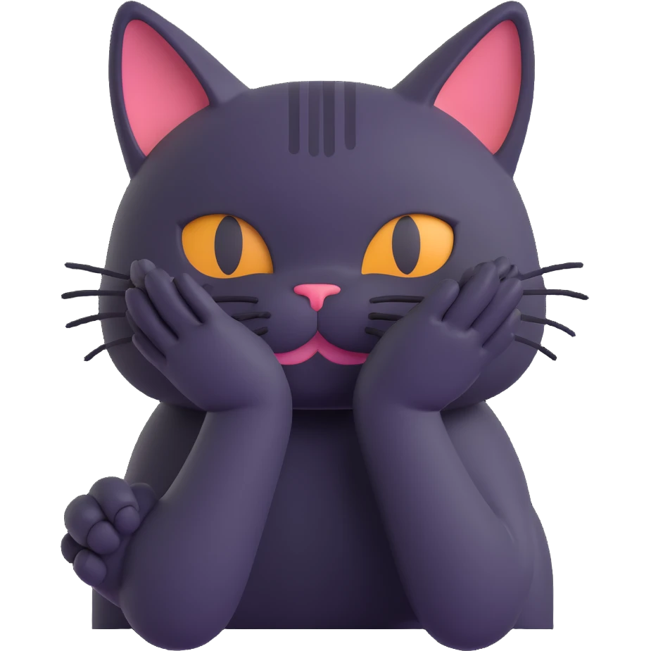 cat covering its face with its paws emoji