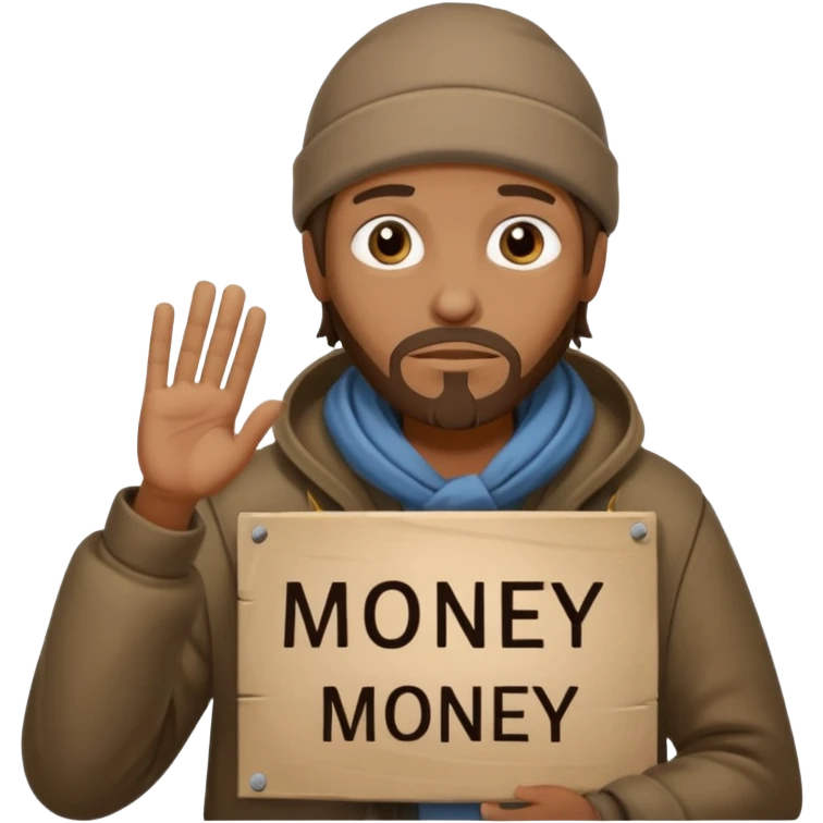 homeless asking money emoji
