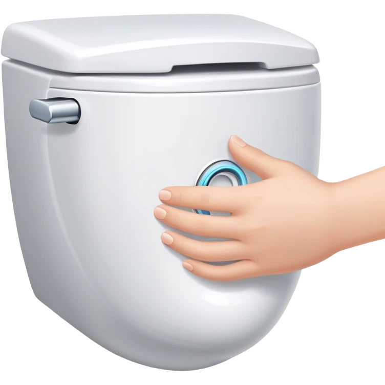 hand pressing the flush button on a toilet, clean and friendly emoji