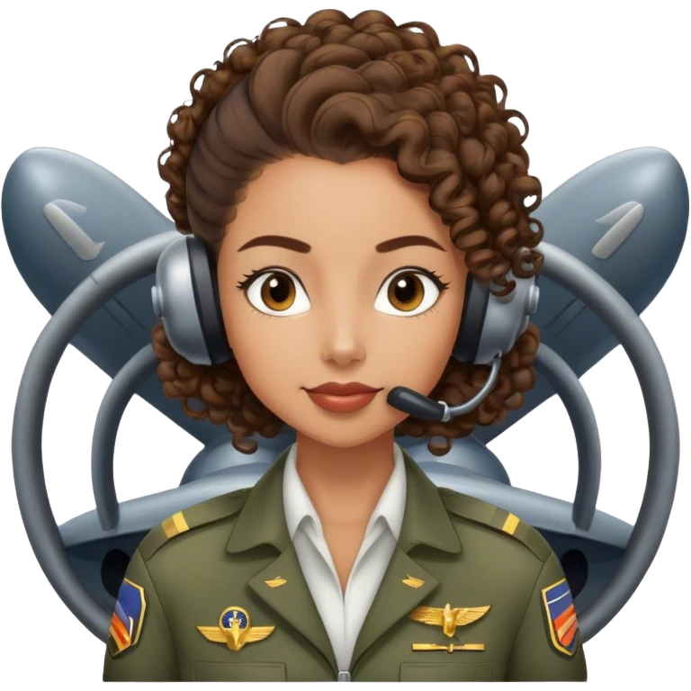 airplane pilot mixed-race woman with slick back curly ponytail emoji