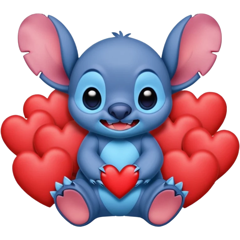 Stitch surrounded by hearts  emoji