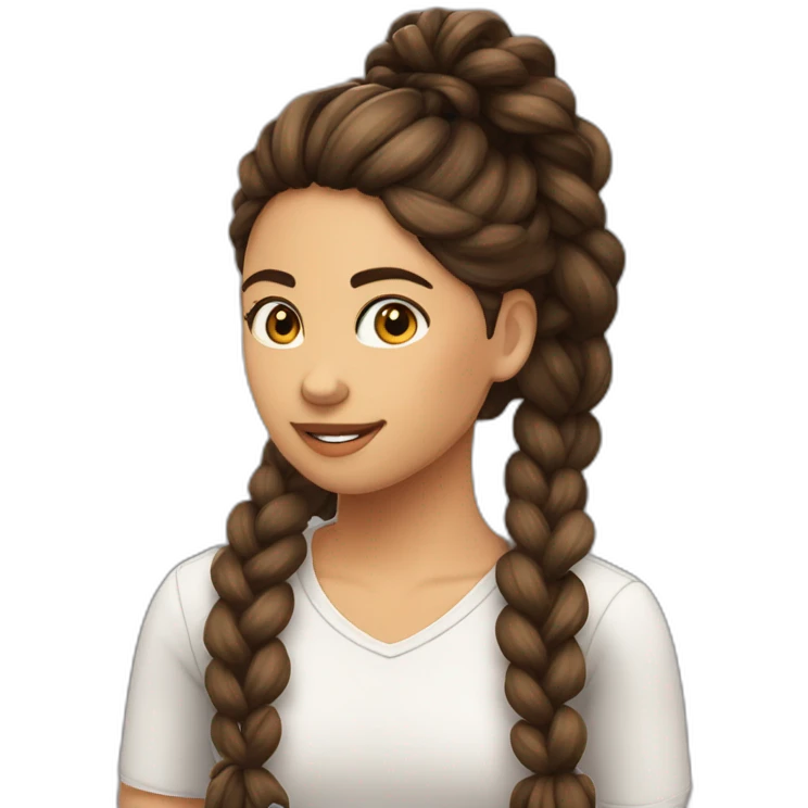 chica morena pelo largo con trenza emoji