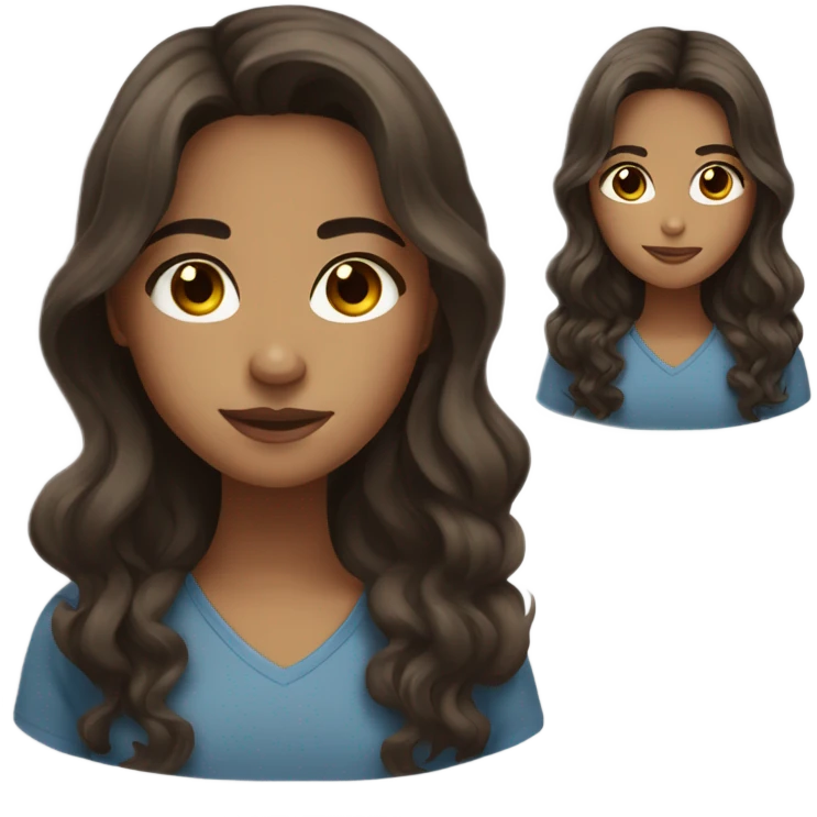girl with light tan skin and long dark brown wavy hair and brown eyes emoji