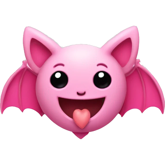 pink bat in love with pink hearts surrounding it emoji