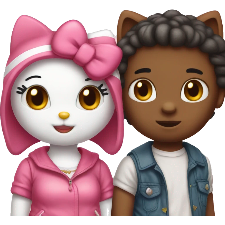 hello kitty with her boyfriend kitty emoji