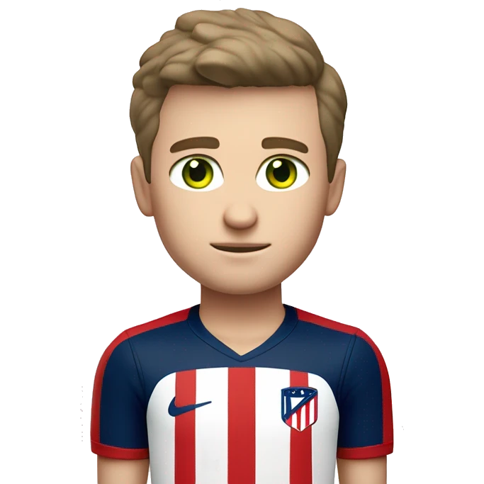 White man with green eyes and brown hair Altético de madrid shirt and black shorts white white Nikes emoji