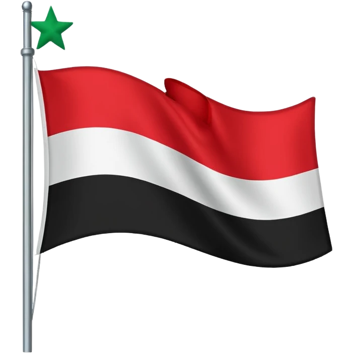 A horizontal tricolour flag of red, white, and black; charged with two green stars at the centre. emoji