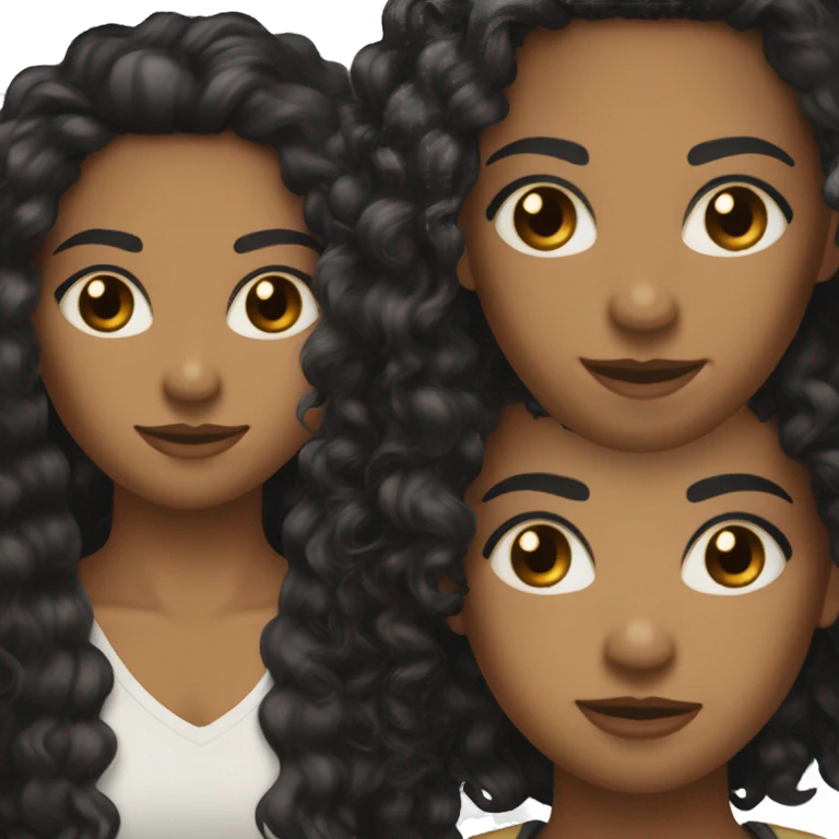 curly long  black hair with blond tips skin color b button nose eyebrows brown/ black eyes and I'm a brown skin emoji