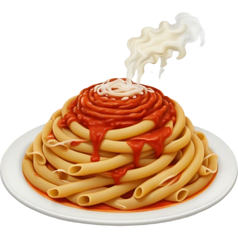 Swirly pasta with marinara sauce and lots of melted cheese emoji