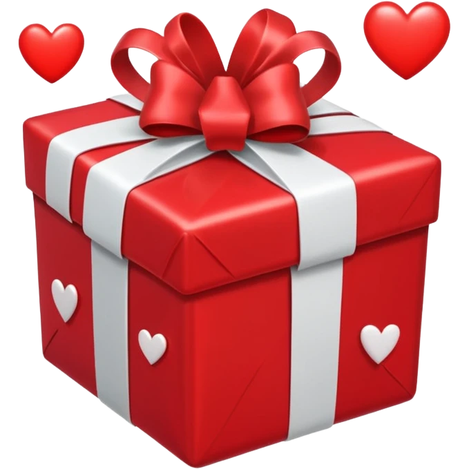 a red gift with a white bow, from which red hearts fly out emoji