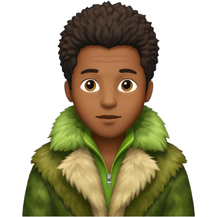  black  male in green fur coat  emoji