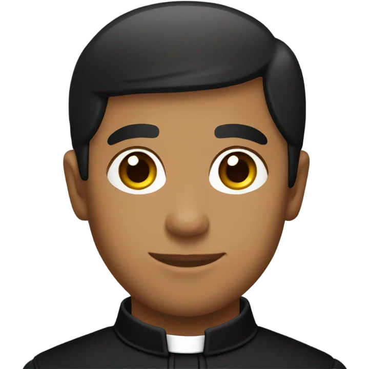 A Hispanic young Catholic priest wearing a traditional black cassock  emoji