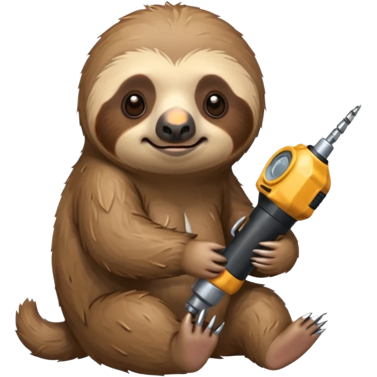грустный ленивец с перфоратором какает emoji