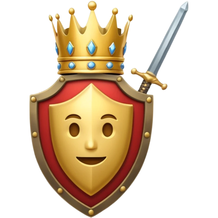 Powerful emoji with only sword, shield and crown emoji