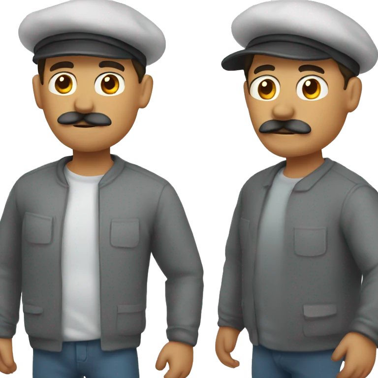 father with mustache and cap forward showing his body emoji