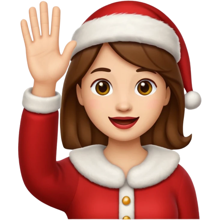 Kaitlyn Santa Juana as an emoji, apple style, waving hand emoji