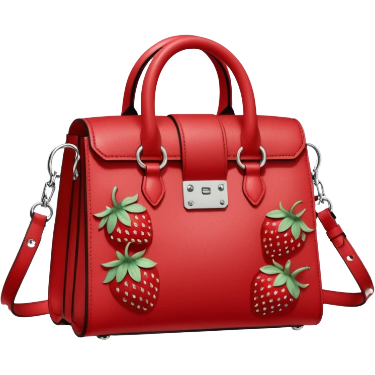 Ultra realistic Alexander Wang bag, in cottagecore strawberry aesthetic print including realistic embellishments, 8k hd quailty  emoji