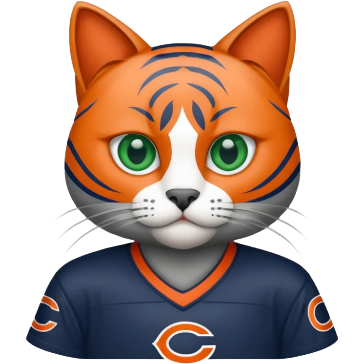 Grey cat wearing Chicago bears jersey emoji