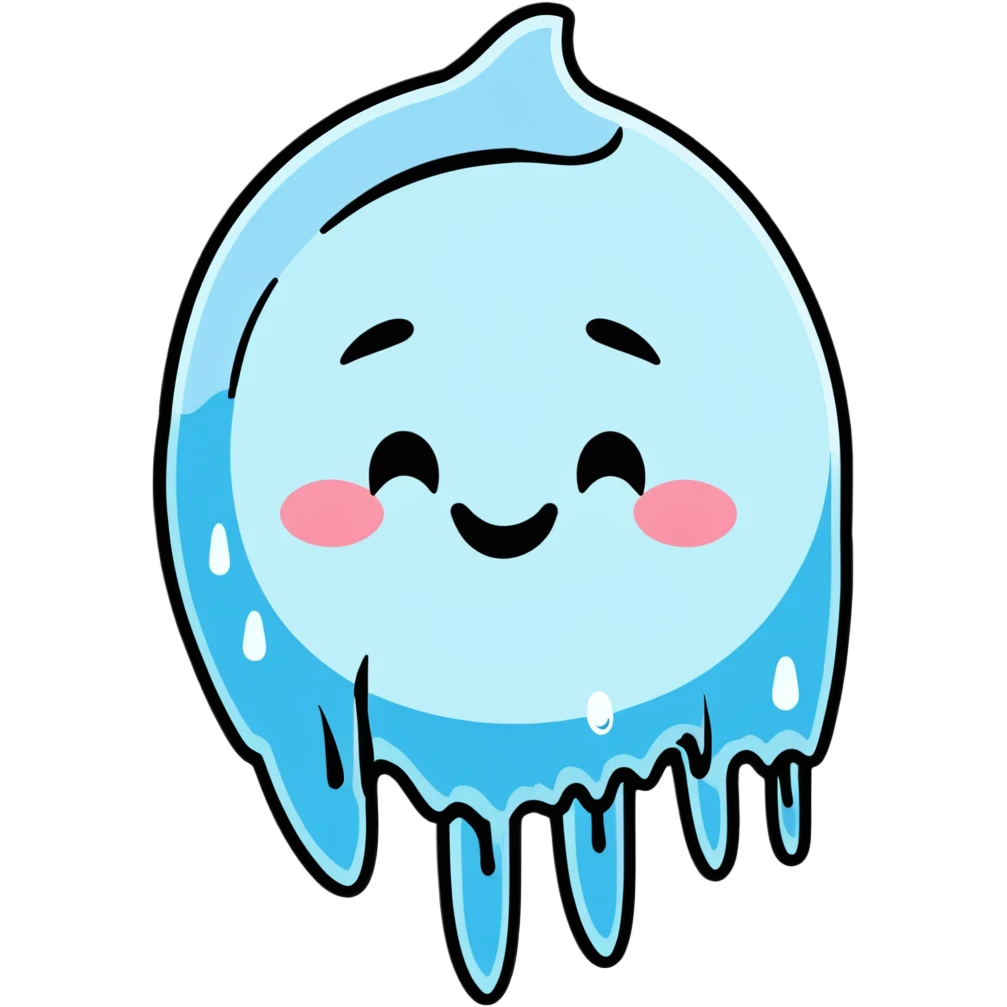 cartoon sticker of a frozen smiley face sleeping with icicles and frosty breath emoji