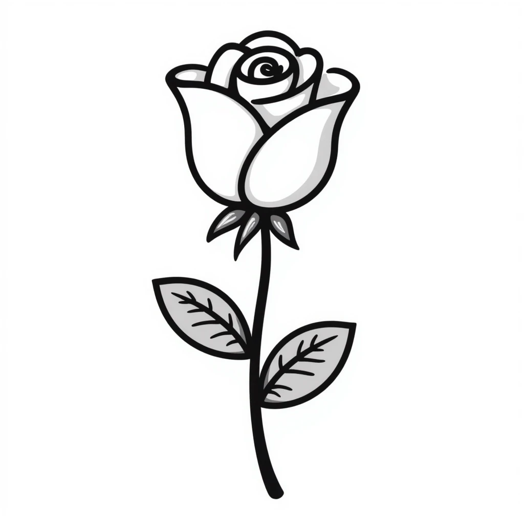 hand-drawn doodle of a rose flower emoji