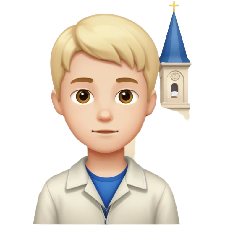 White boy in front of a school called Kogod  emoji