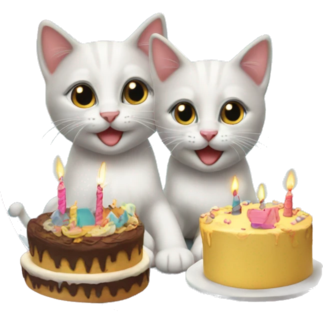 3 kittens at a birthday party emoji