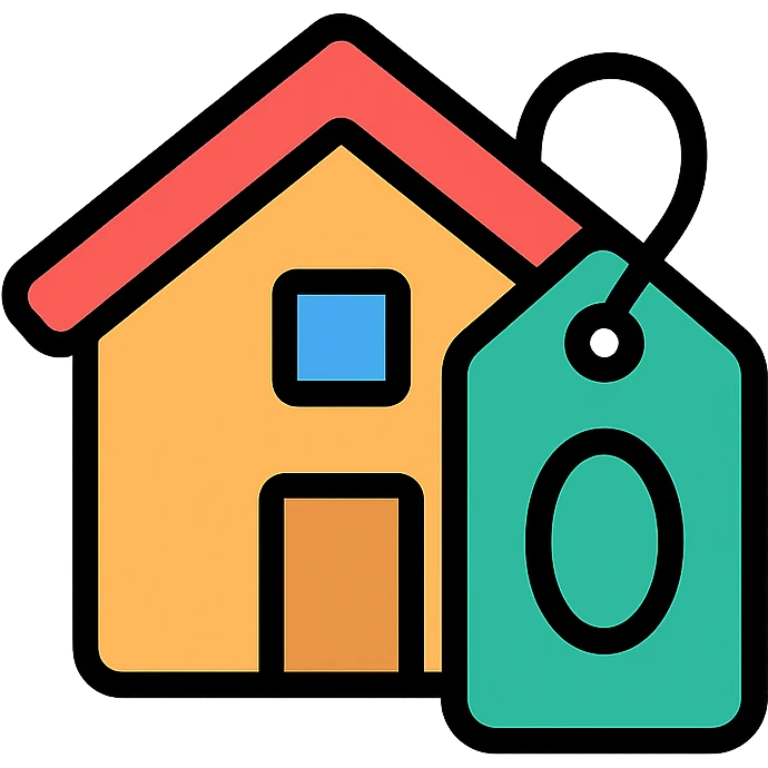 house with a price tag showing zero emoji