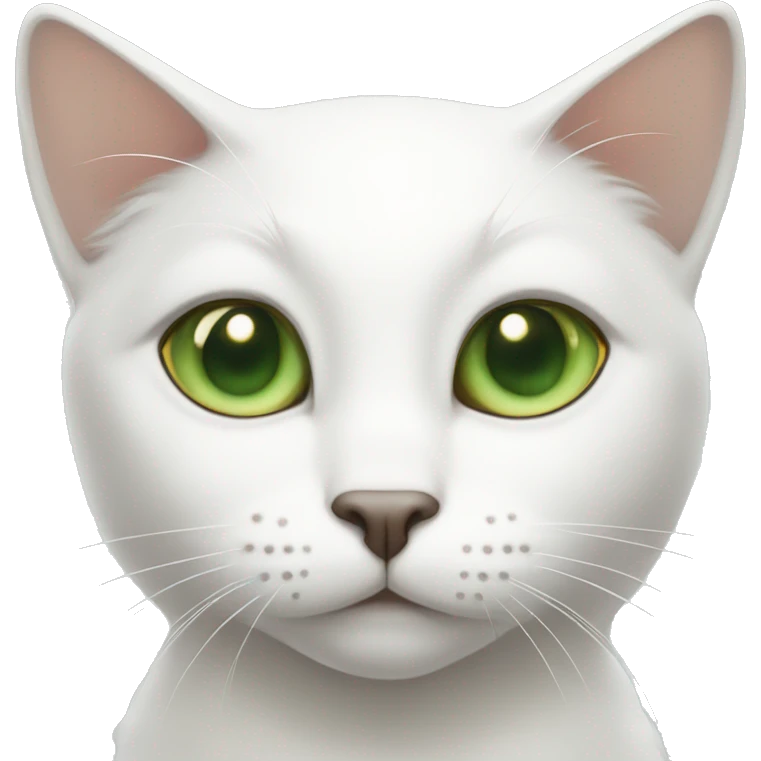 white cat with tan and grey spots and green eyes emoji