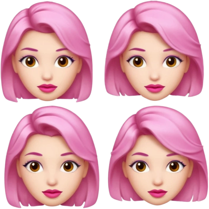 woman Pink lips, deifferent hairs. emoji