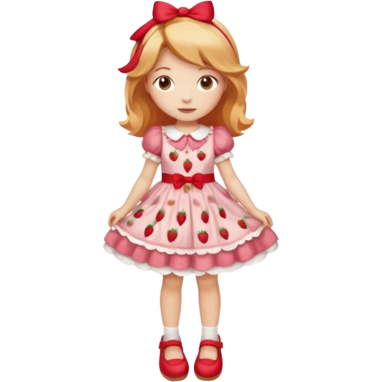 pretty and cute modern day strawberry shortcake full body with red shoes emoji emoji