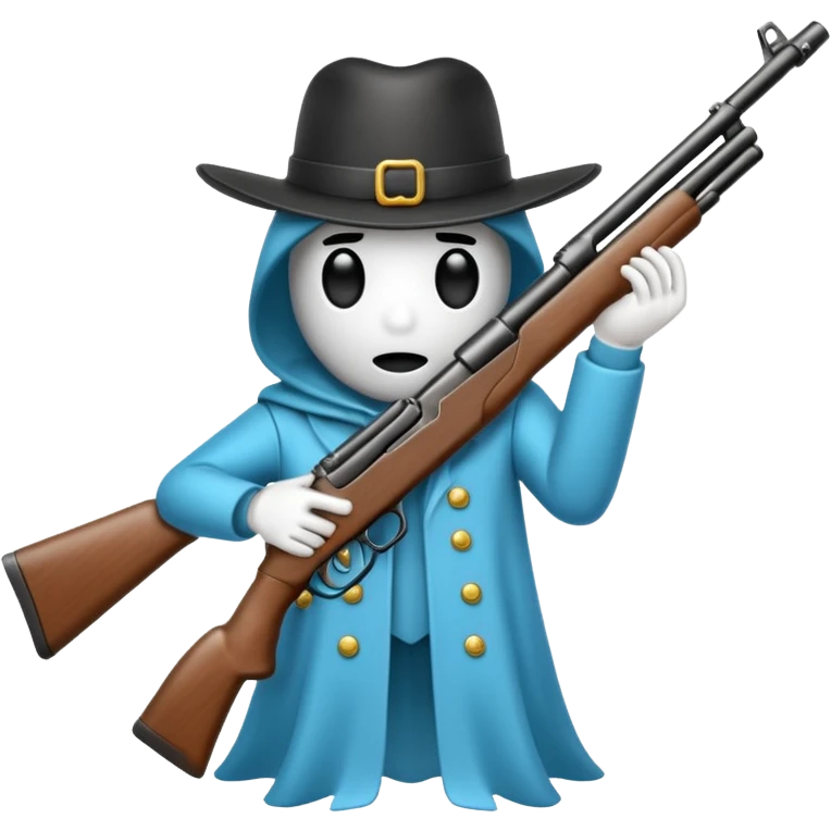 Fantasmas con un fusil y haciendo haciendo en en forma de V con los dedos emoji
