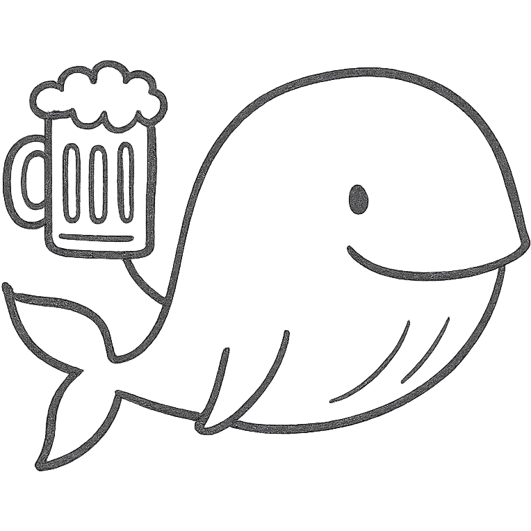 white whale with beer emoji