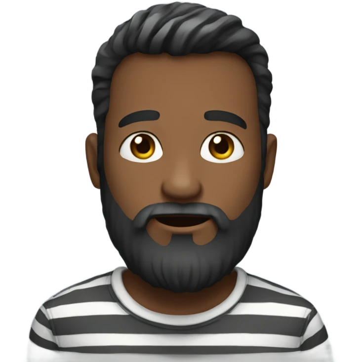 bearded man in striped shirt in love emoji
