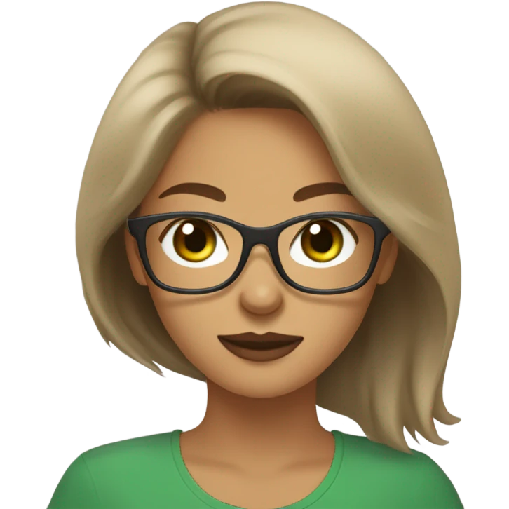 Brown light hair woman aux Green eyes with glasses Green eyes and Light sand  eurasier dog  emoji