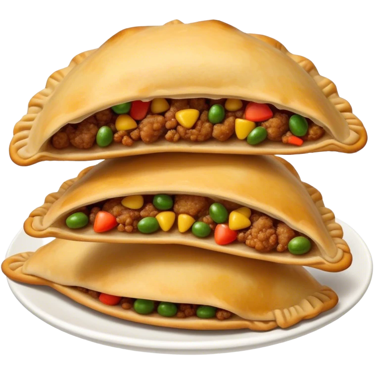Cinematic Realistic Empanadas Dish Emoji, showcasing crispy fried turnovers filled with spiced meat and vegetables rendered with rich textures and dynamic, appetizing lighting. emoji