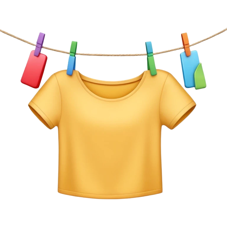 Apple-style 3D emoji of a single human hand hanging a colorful piece of clothing on a clothesline using a clothespin, close-up view, soft shadows, bright and cheerful atmosphere, clean white background.


 emoji