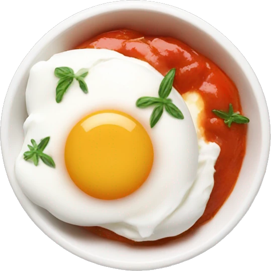 Poached egg on yogurt and tomato sauce emoji