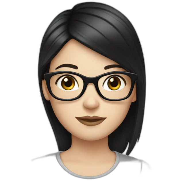 A white girl with black hair wearing a glasses  emoji